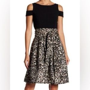 Eliza J Cold Shoulder Contrast Skirt Dress Midi Womens Size 12